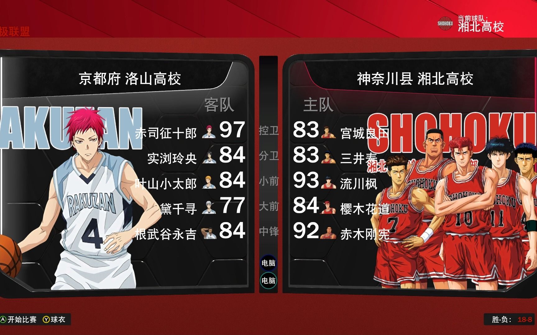 【NBA2K22】常规赛 灌篮高手 黑子的篮球 穿越对决 湘北VS洛山单机游戏热门视频