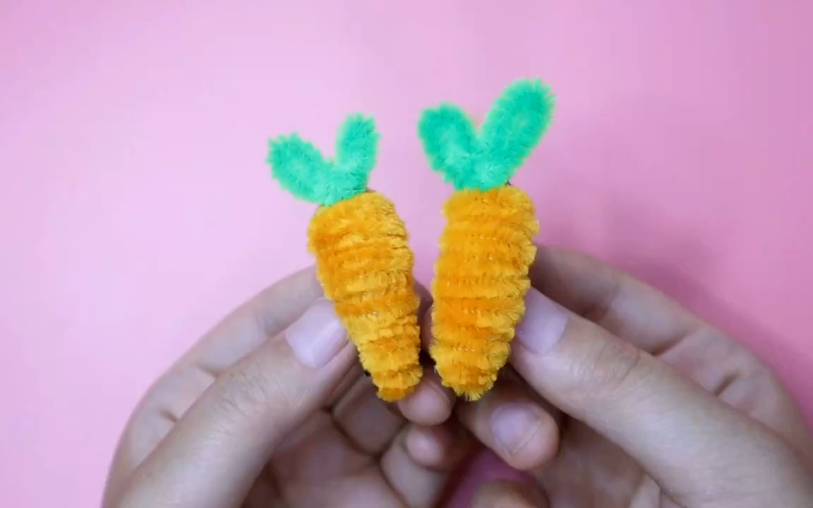 创意手工,扭扭棒制作胡萝卜发夹