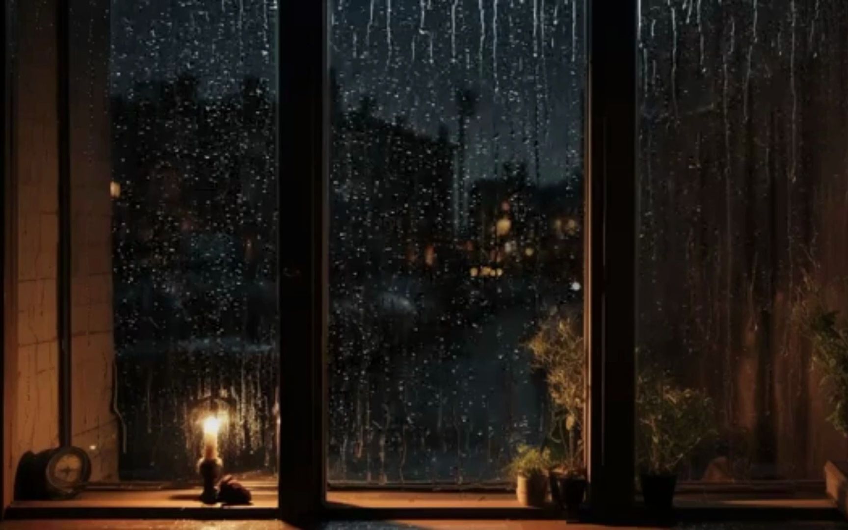 解压助眠雨声,经过一天的劳累晚上回屋里休息外面下起了雨看窗外的雨