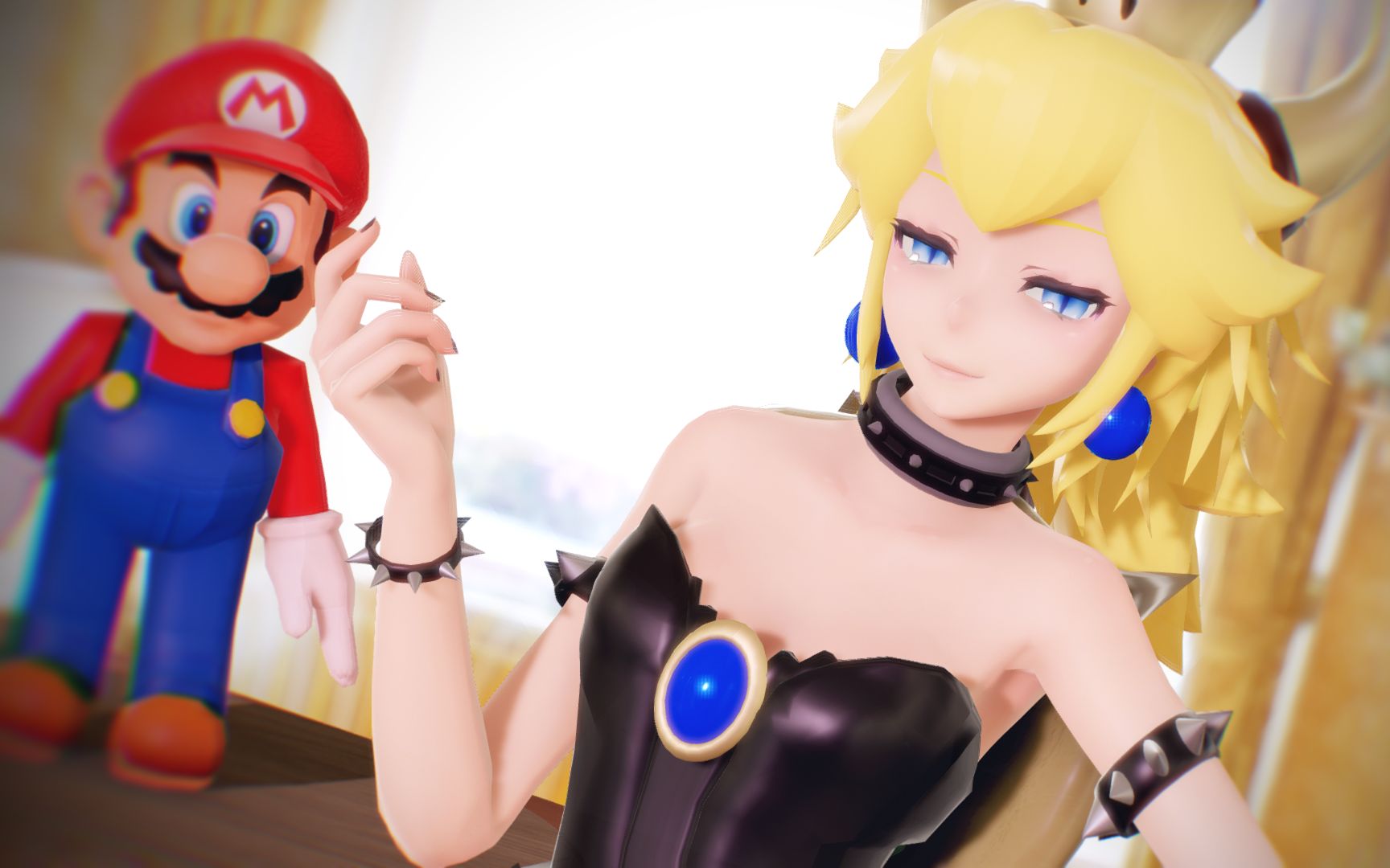 mmd马里奥公主你再等会儿库巴姬的大招有点厉害等我拿下她再来救你