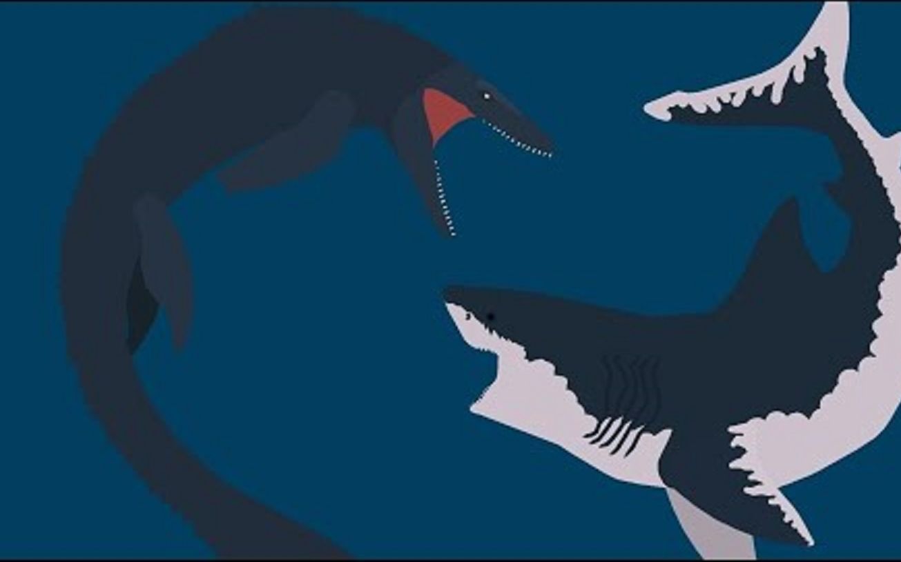 巨齿鲨吃沧龙简笔画图片