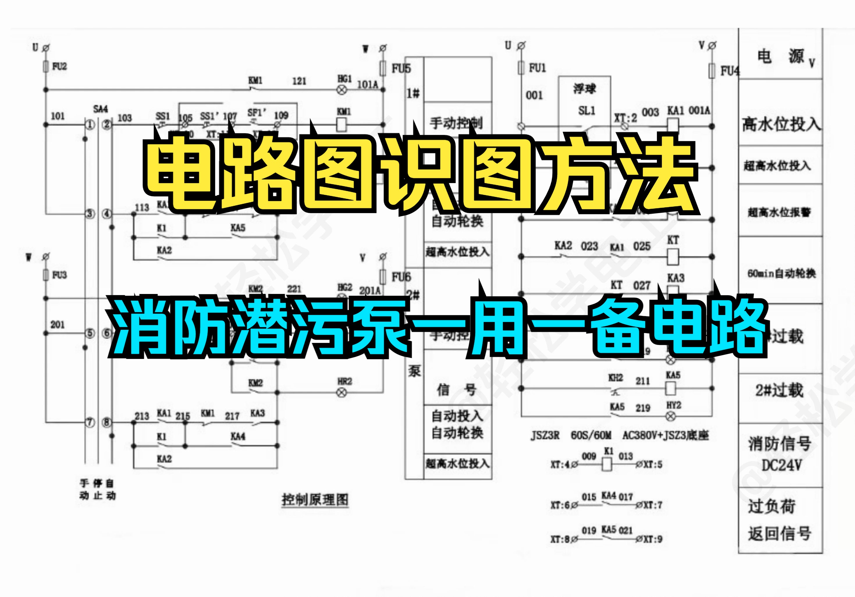 电路图识图方法,消防潜污泵一用一备电路图分析过程哔哩哔哩bilibili