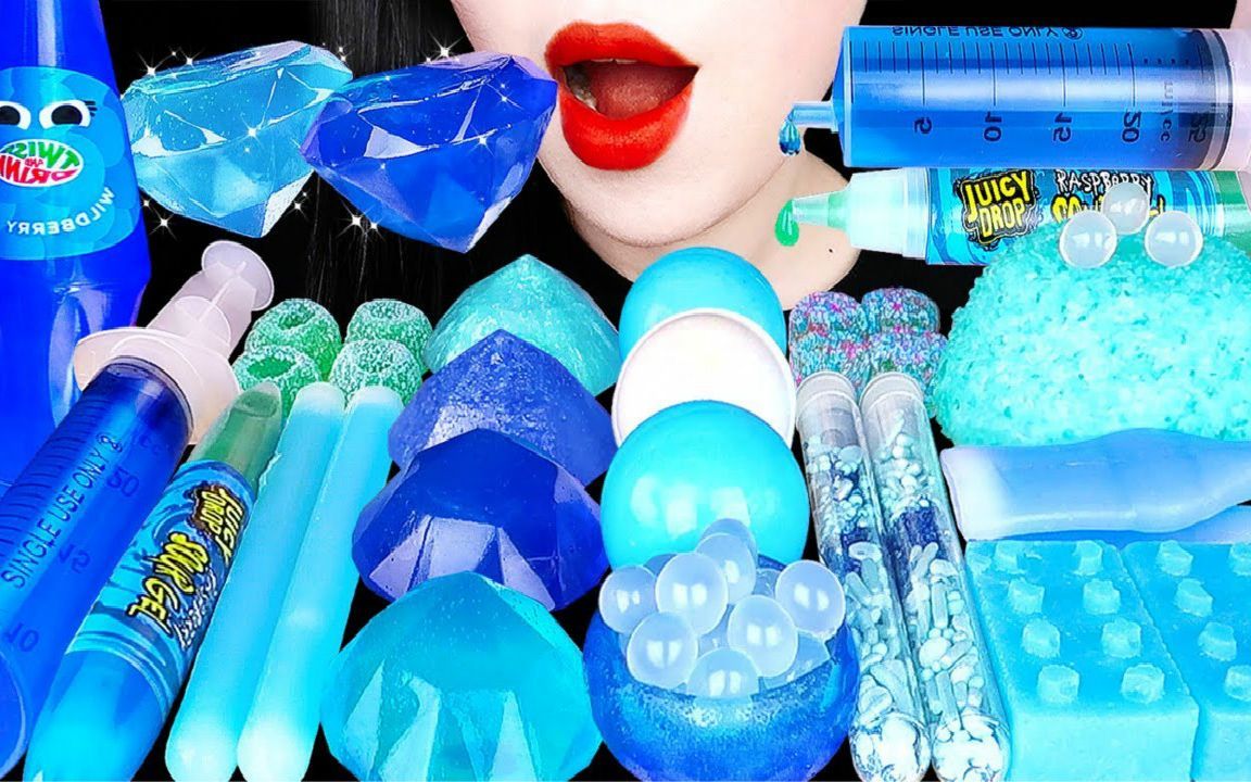 【hongyu 】 蓝色甜点(钻石琥珀糖,地球软糖,粒粒糖,爆爆珠,雪球蛋糕