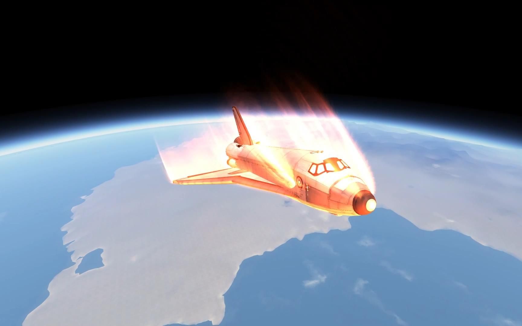 ksp:运载14个宇航员的航天飞机返回大气层全过程,差点冲出跑道