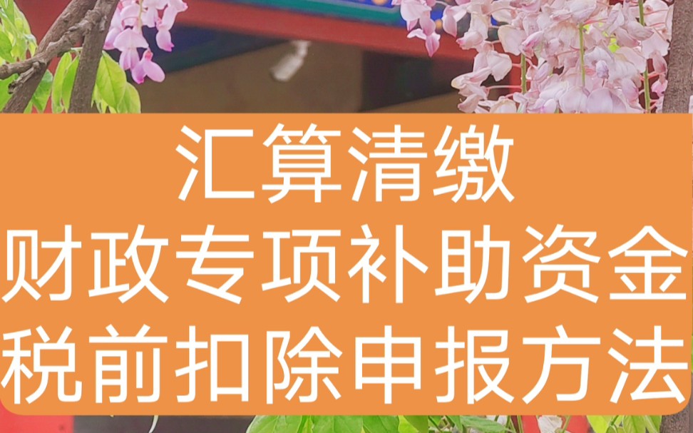 汇算清缴财政专项补助资金(不征税收入)其他收益(企业所得税)税前扣除申报方法哔哩哔哩bilibili