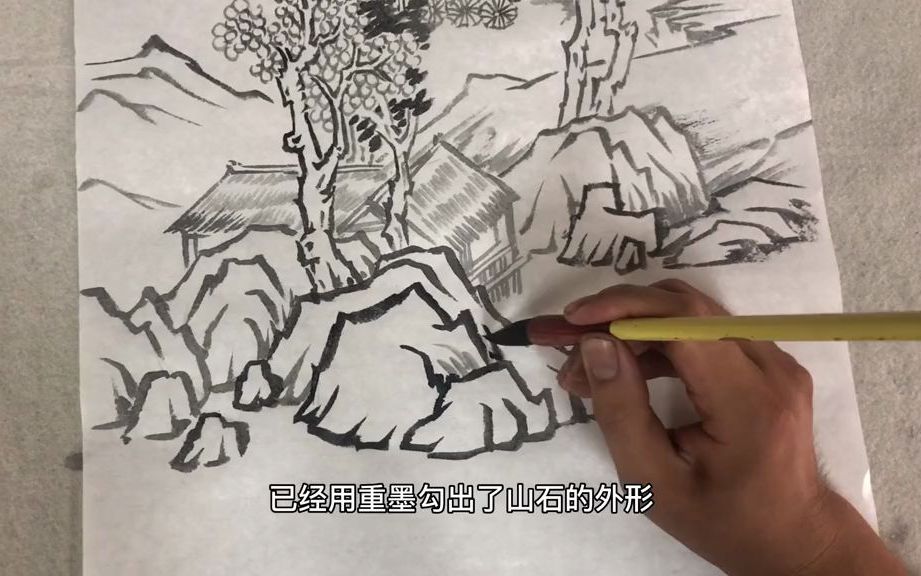 【巨幅绘画】熟宣纸画山水怎么皴擦?效果什么样?和生宣区别是什么?一一解答哔哩哔哩bilibili