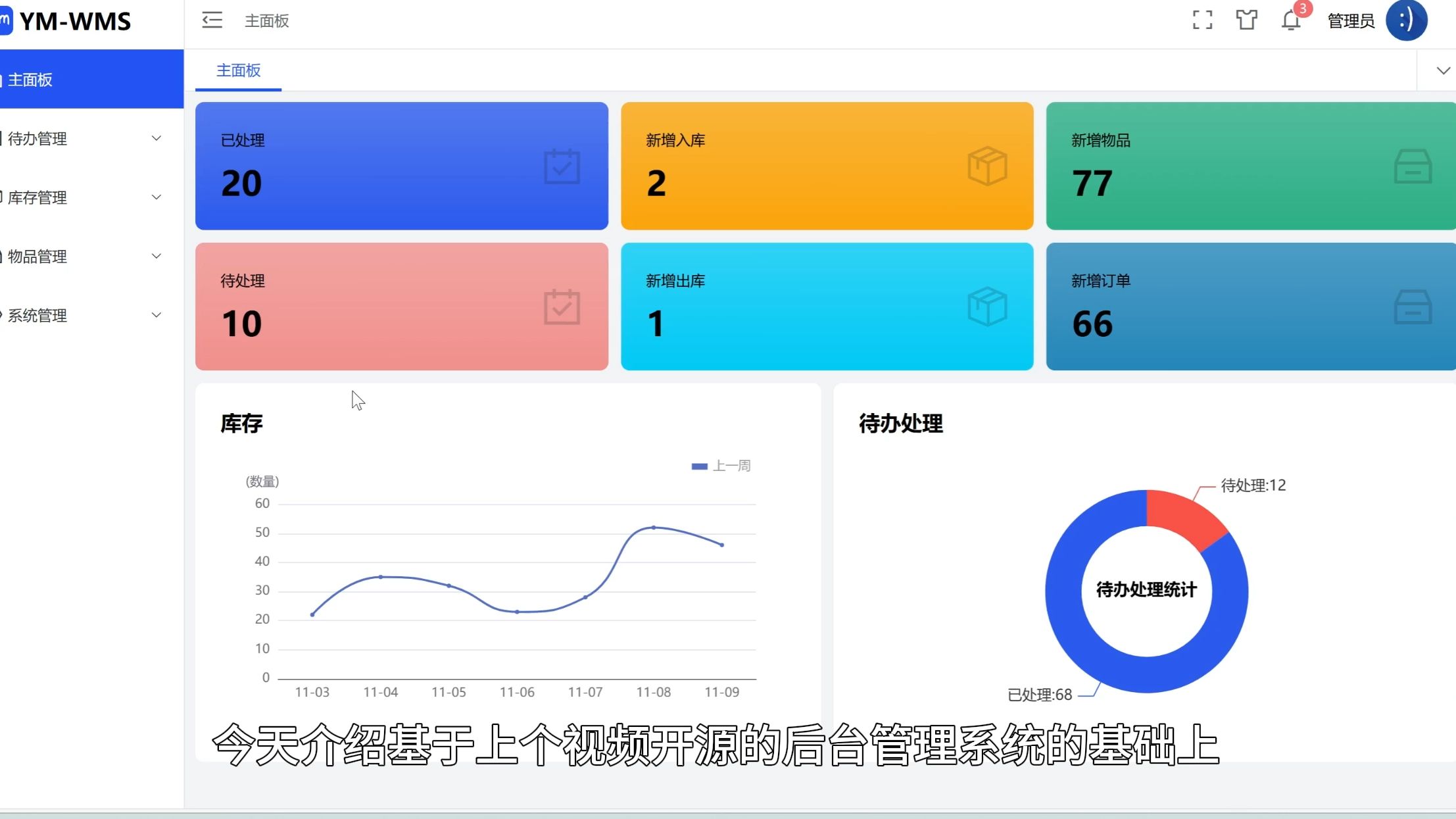 在开源的后台管理系统基础上开发WMS仓库管理系统,能够实时推送公告消息,随便演示一下哔哩哔哩bilibili