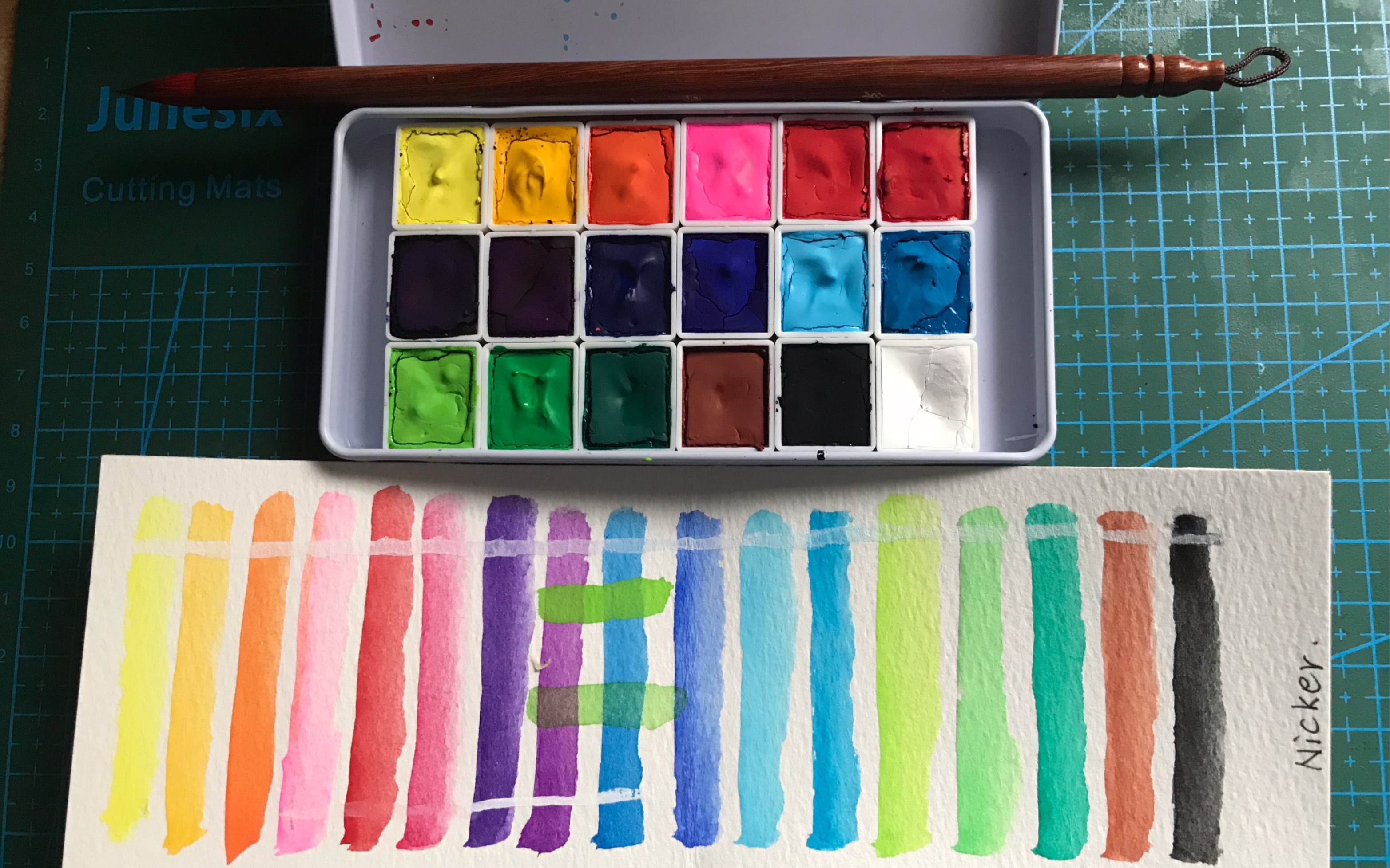 【水彩试色】宫崎骏御用日本霓嘉尼克nicker 不透明水彩试色分享_哔哩