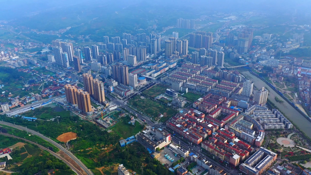 陕西安康汉阴县城航拍