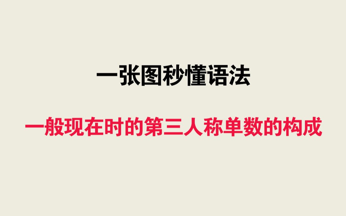 一张图秒懂语法——一般现在时的第三人称单数的构成哔哩哔哩bilibili