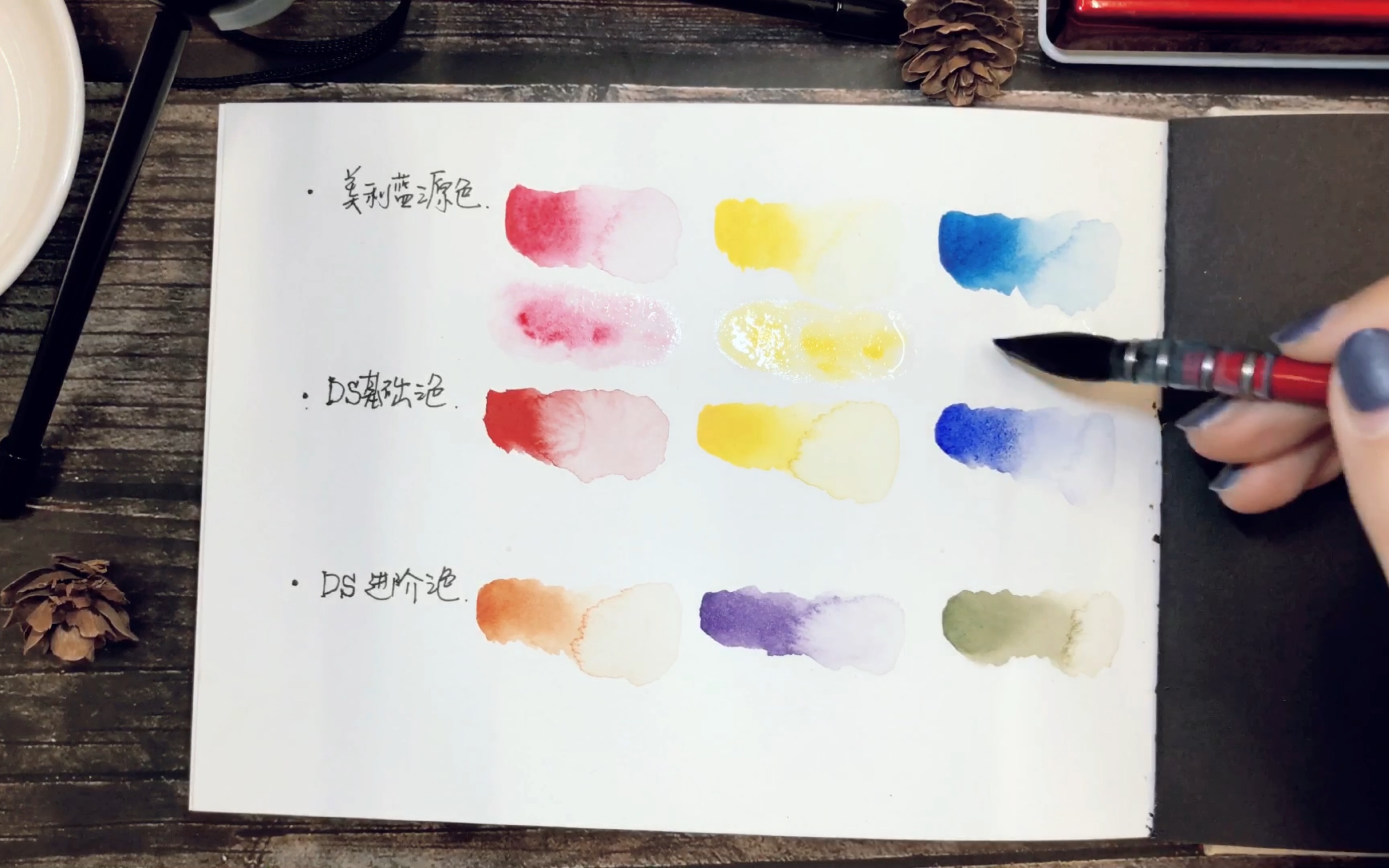 水彩水彩试色美利蓝三色ds三色及进阶三色