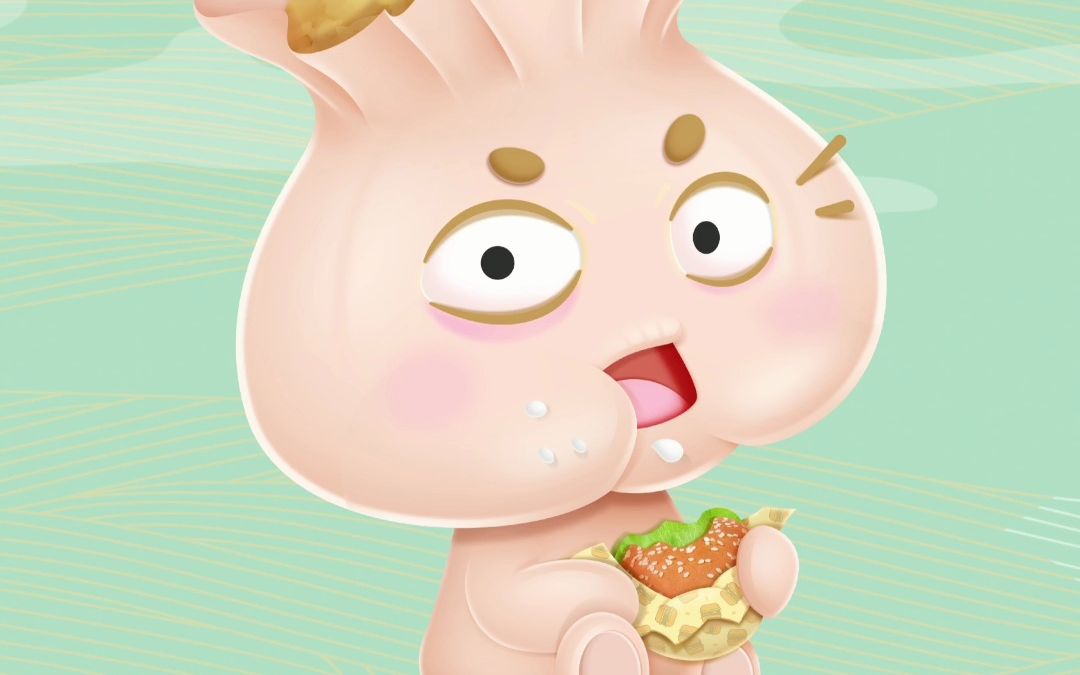 烧麦吉祥物 烧麦卡通 烧麦ip 早餐吉祥物 餐饮连锁吉祥物 早茶吉祥物