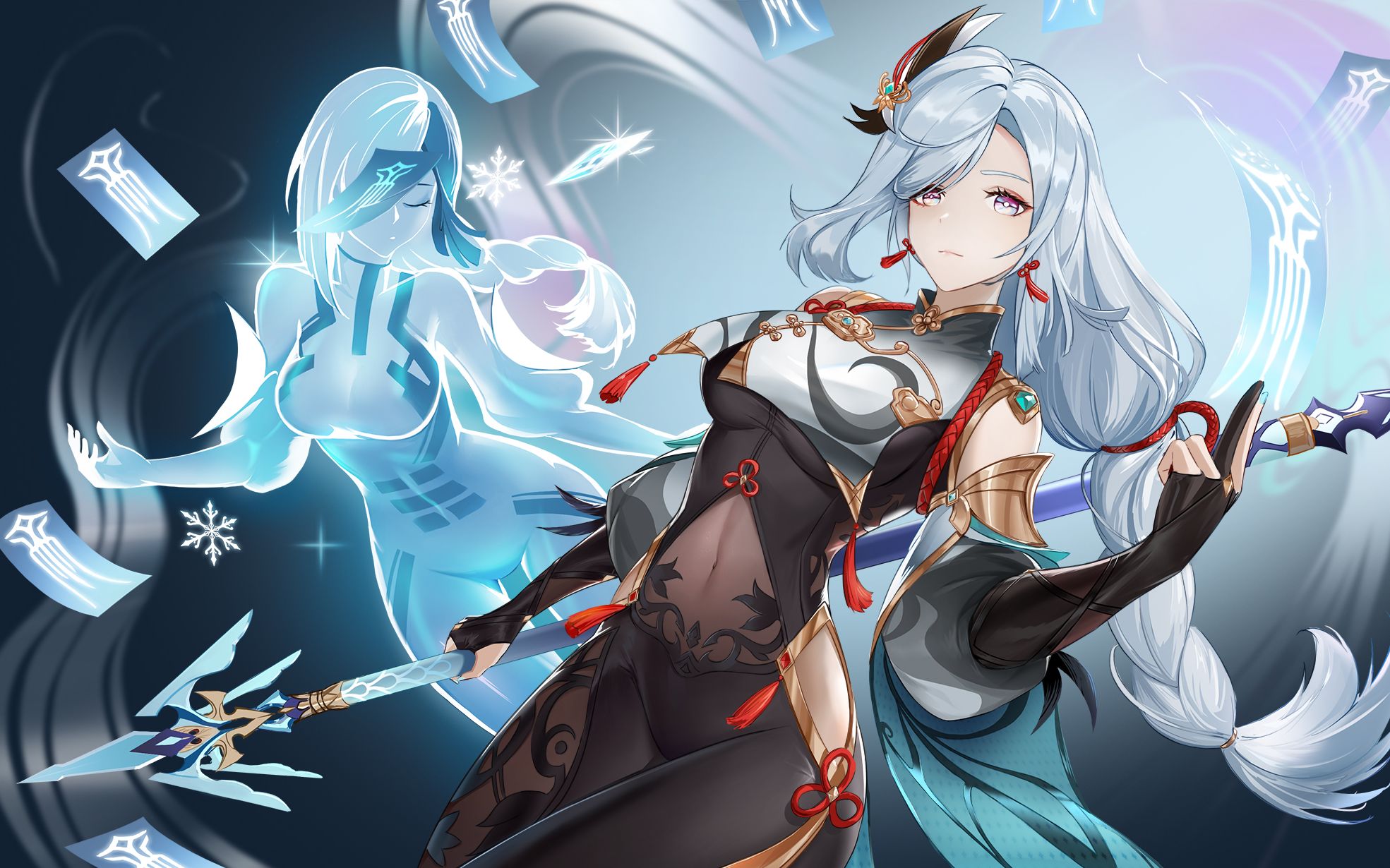 【原神】【ps绘画过程】申鹤-炼气化神御冰儡_哔哩哔哩_bilibili