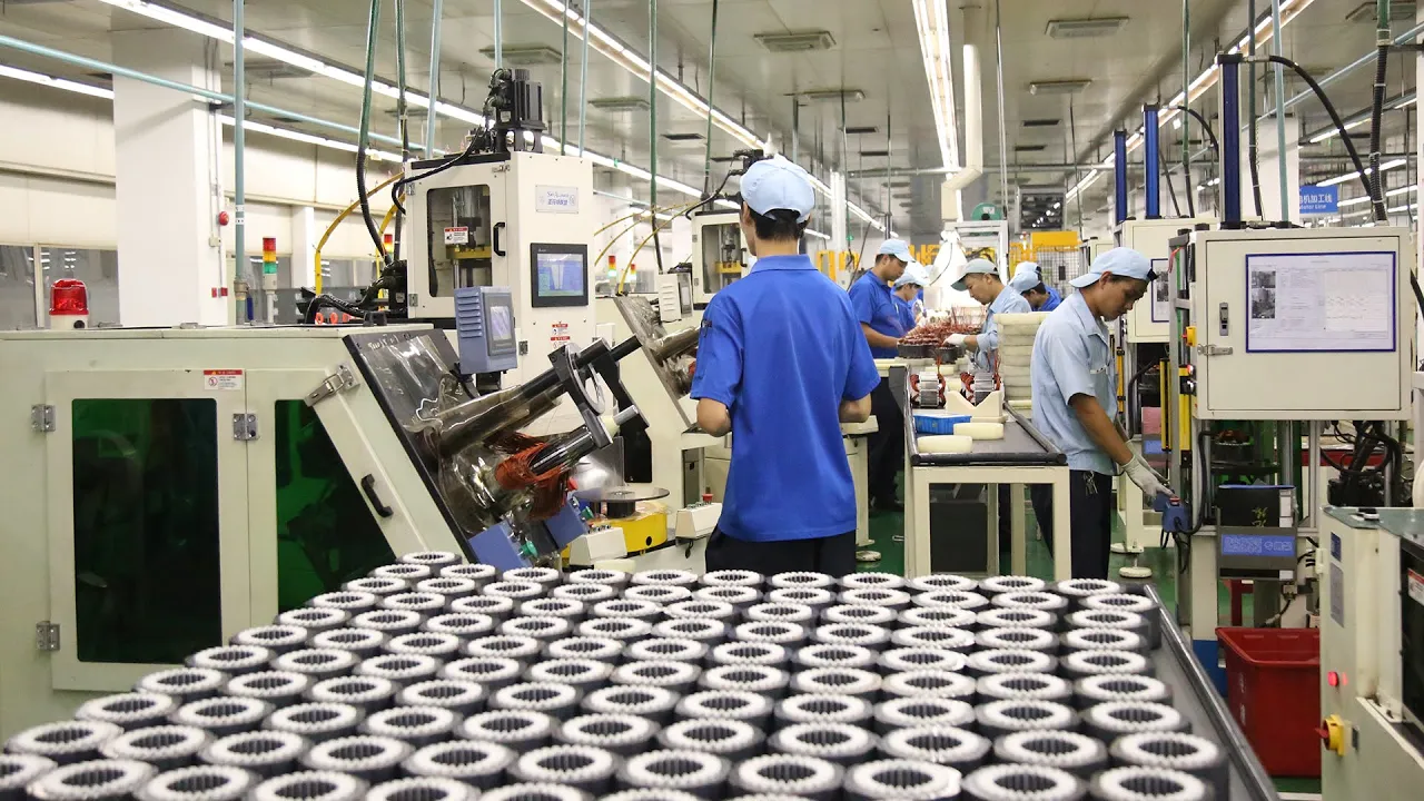 马达 - 工厂自动化电机定子在中国生产流水线