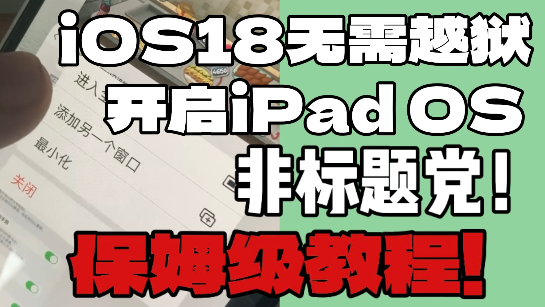 不是标题党!iOS18无需越狱刷入iPadOS,台前调度可用!哔哩哔哩bilibili