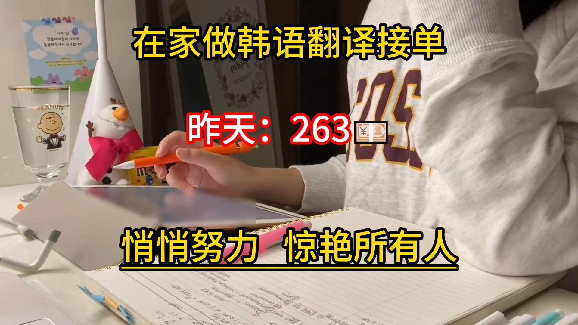 在家做韩语翻译接单,昨天263到手,分享韩语,目前经济自由!!!哔哩哔哩bilibili