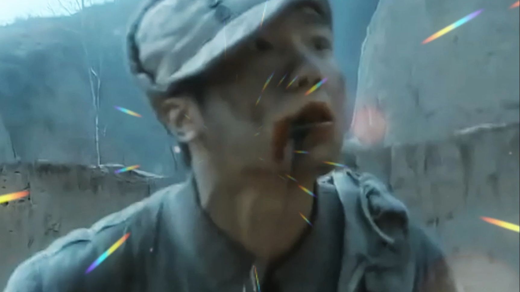 “刺刀钉穿敌寇眉脊”