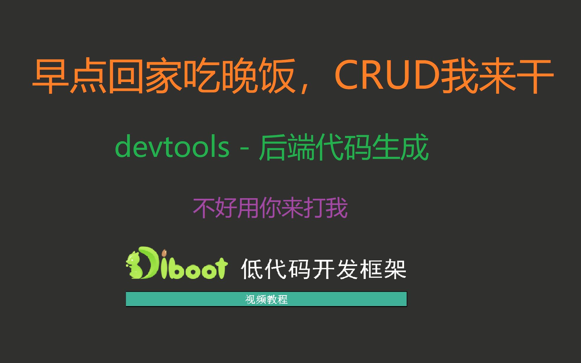 Diboot 低代码视频教程  5.2 devtools 后端代码生成哔哩哔哩bilibili