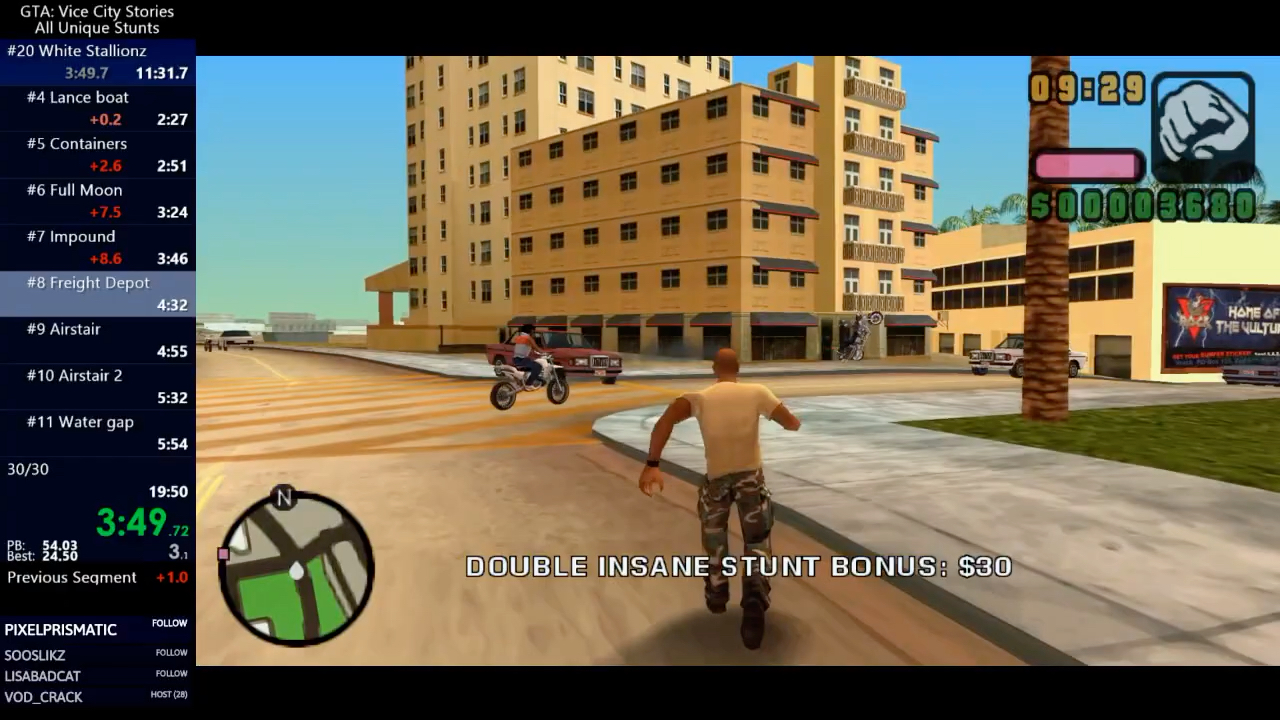 【搬运】gtavcs罪恶都市传奇全特技飞跃 18:56速通