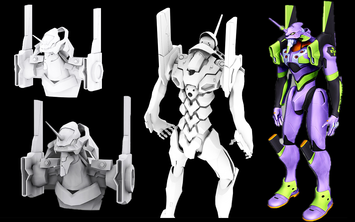 3dmax次世代机甲建模教程:eva 新世纪福音战士 初号机手办模型制作全