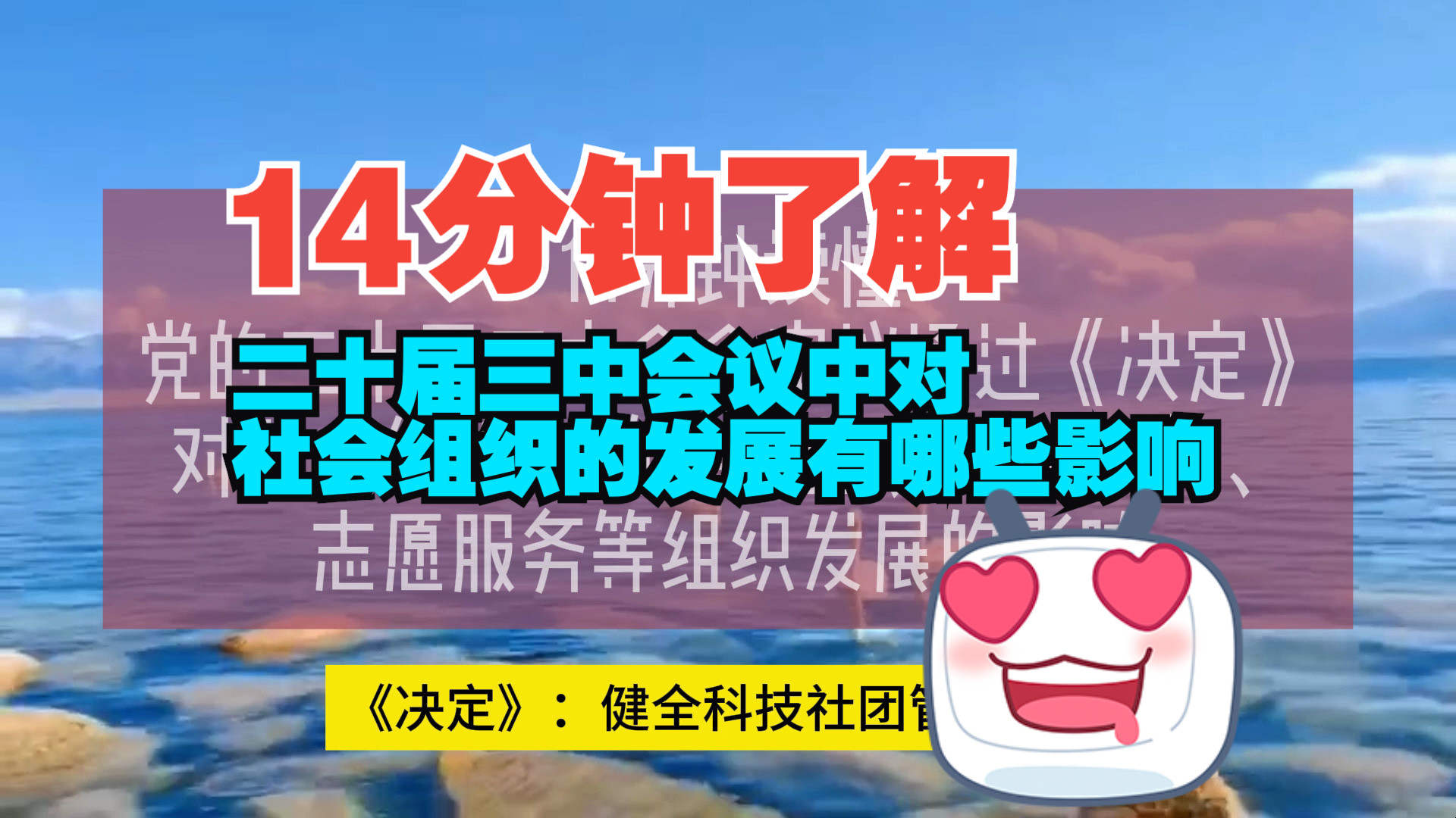 14分钟带你读懂党的二十届三中全会审议通过《决定》,对社会组织、慈善事业、社会工作、志愿服务等组织发展的影响.哔哩哔哩bilibili