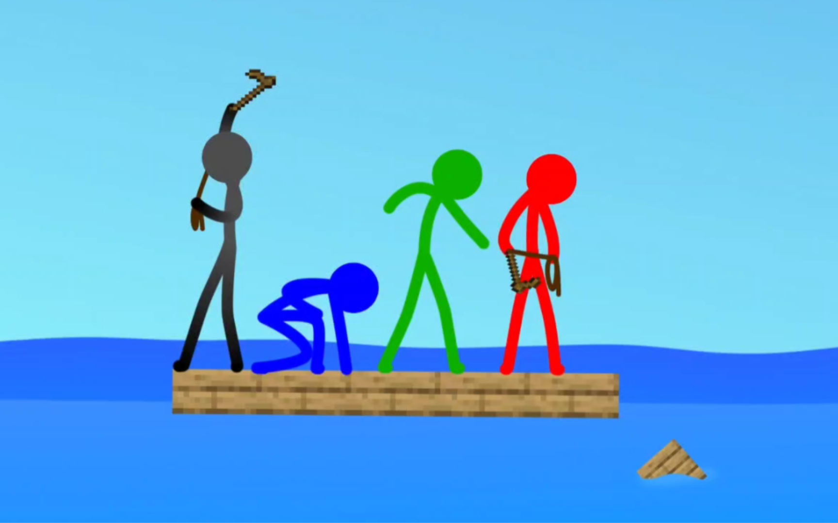 火柴人动画短片:木筏求生