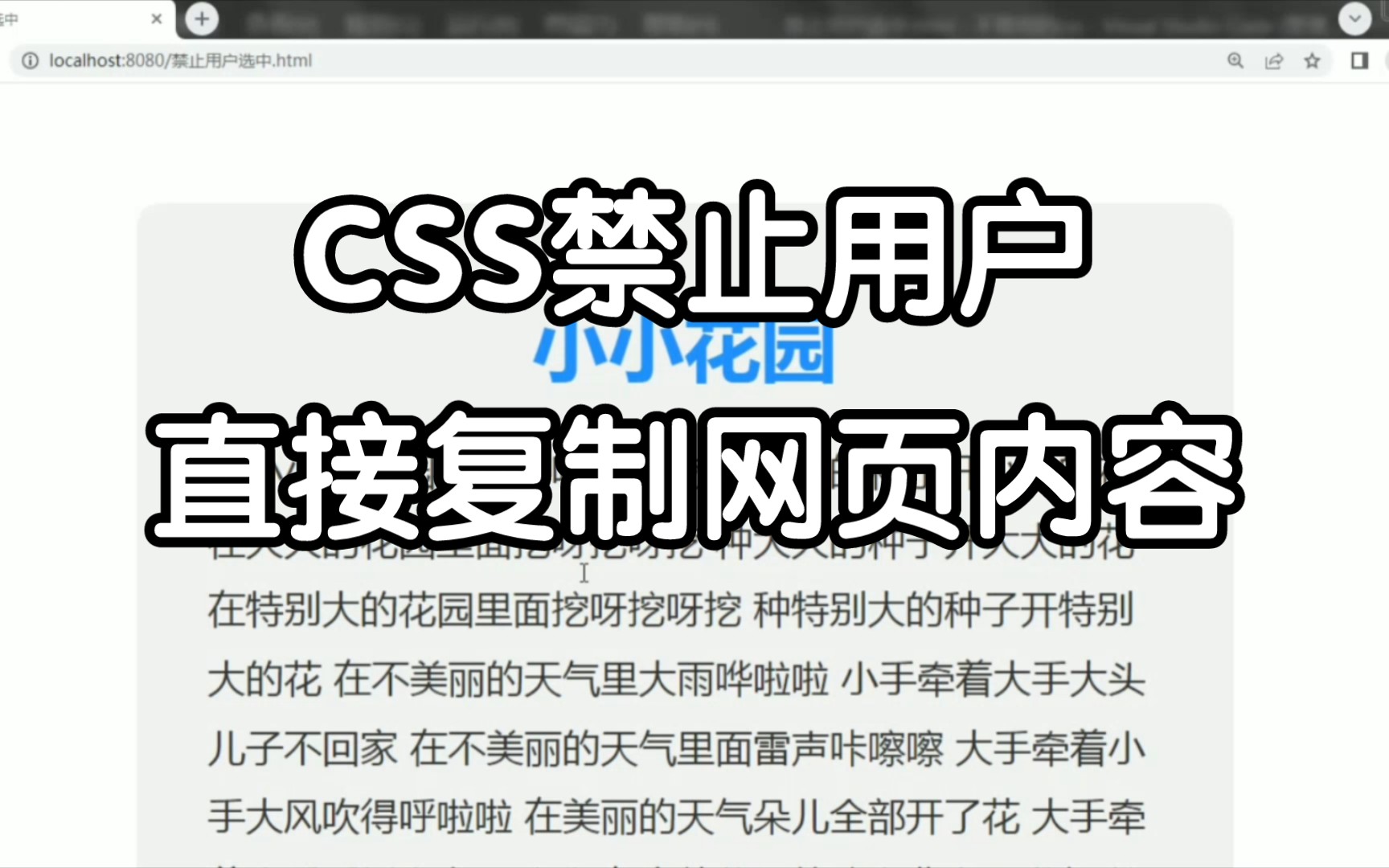 用CSS禁止用户选中网页上的文本