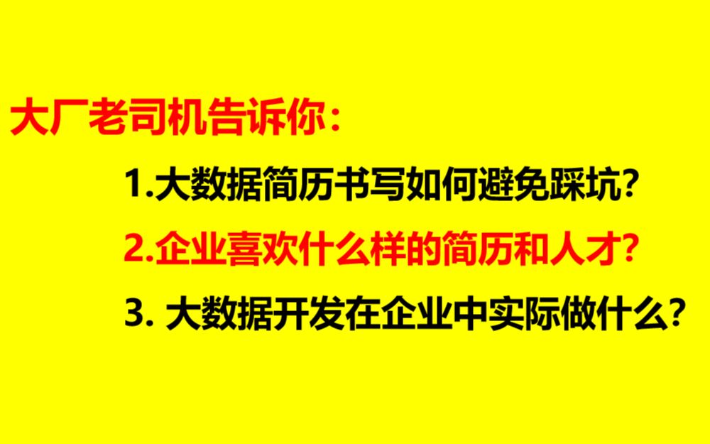 别在坑自己了,一线面试官告诉你大数据开发简历该如何编写?哔哩哔哩bilibili