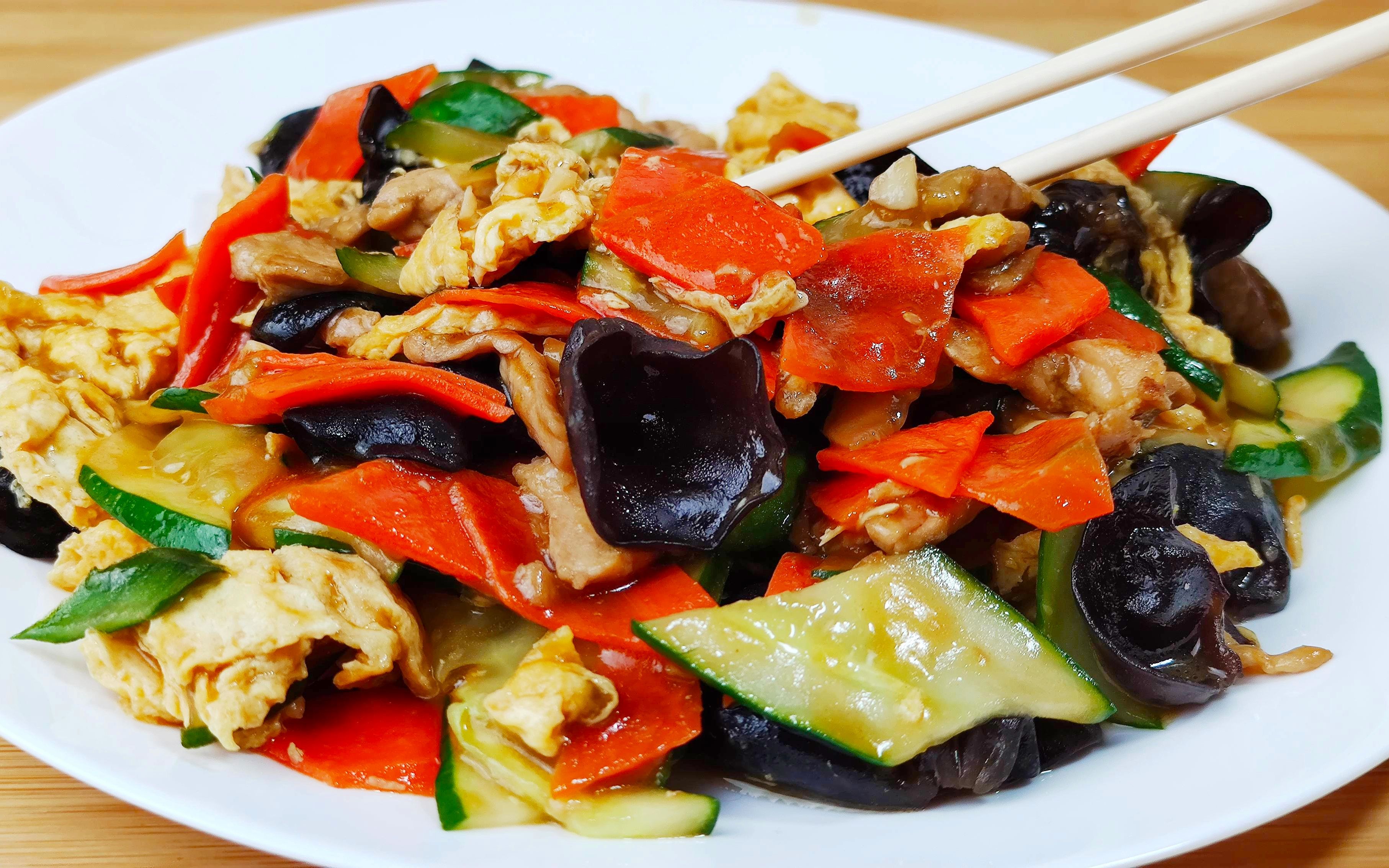 老北京木须肉做法,传统老味,这才是该有的味道,排毒不可少了介个菜