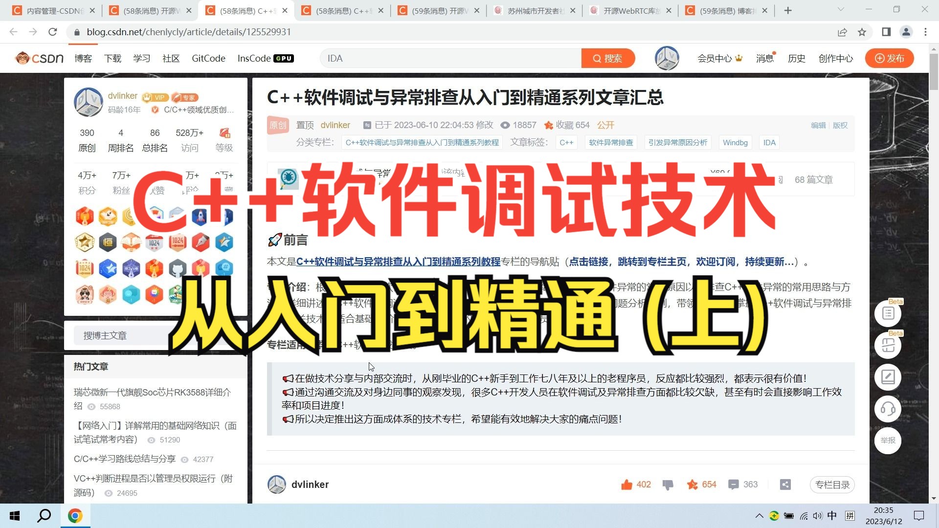 C++软件调试与异常排查技术从入门到精通介绍(上)哔哩哔哩bilibili