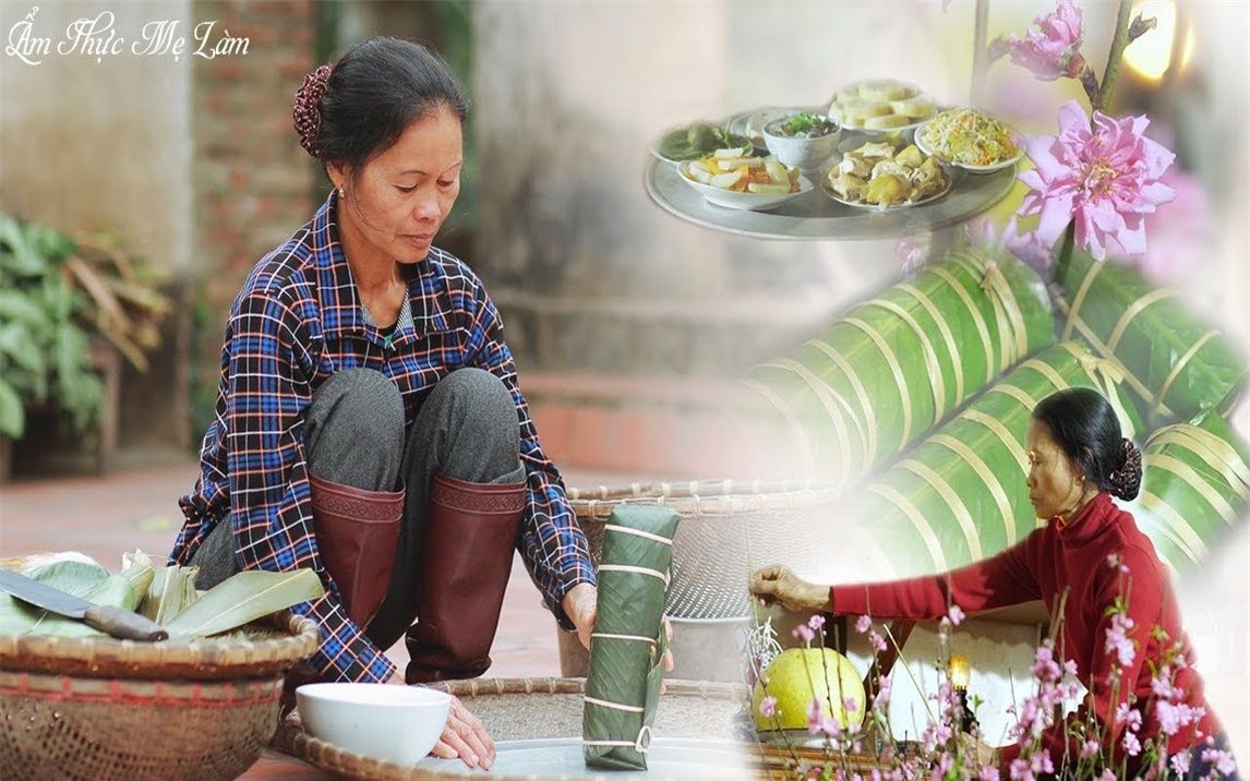 [图]Mẹ gói bánh chưng, làm bữa cơm tất niên đón Tết Cổ Truyền Vietnamese Tet Customs