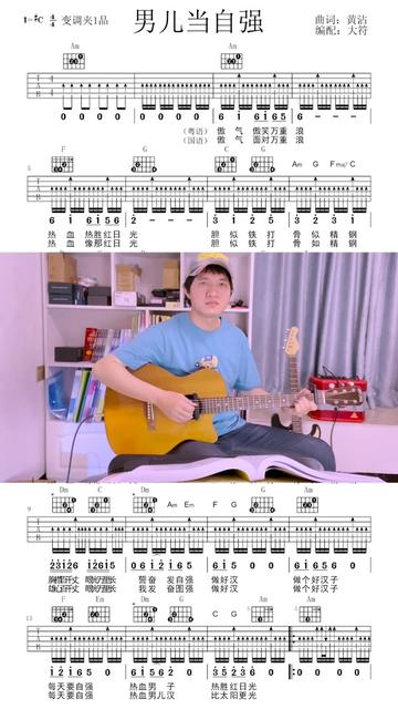 男儿当自强,吉他弹唱谱,曲谱由大符编写制作.