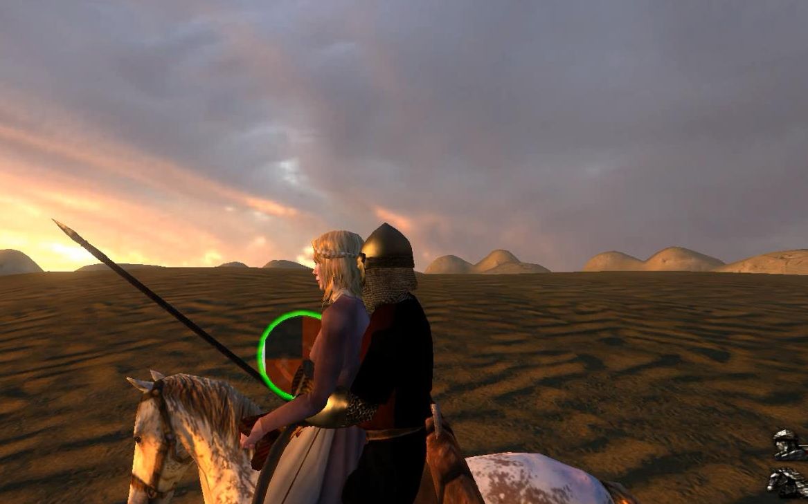 来和骑砍第一美女雅米拉同骑一匹马在夕阳下漫行