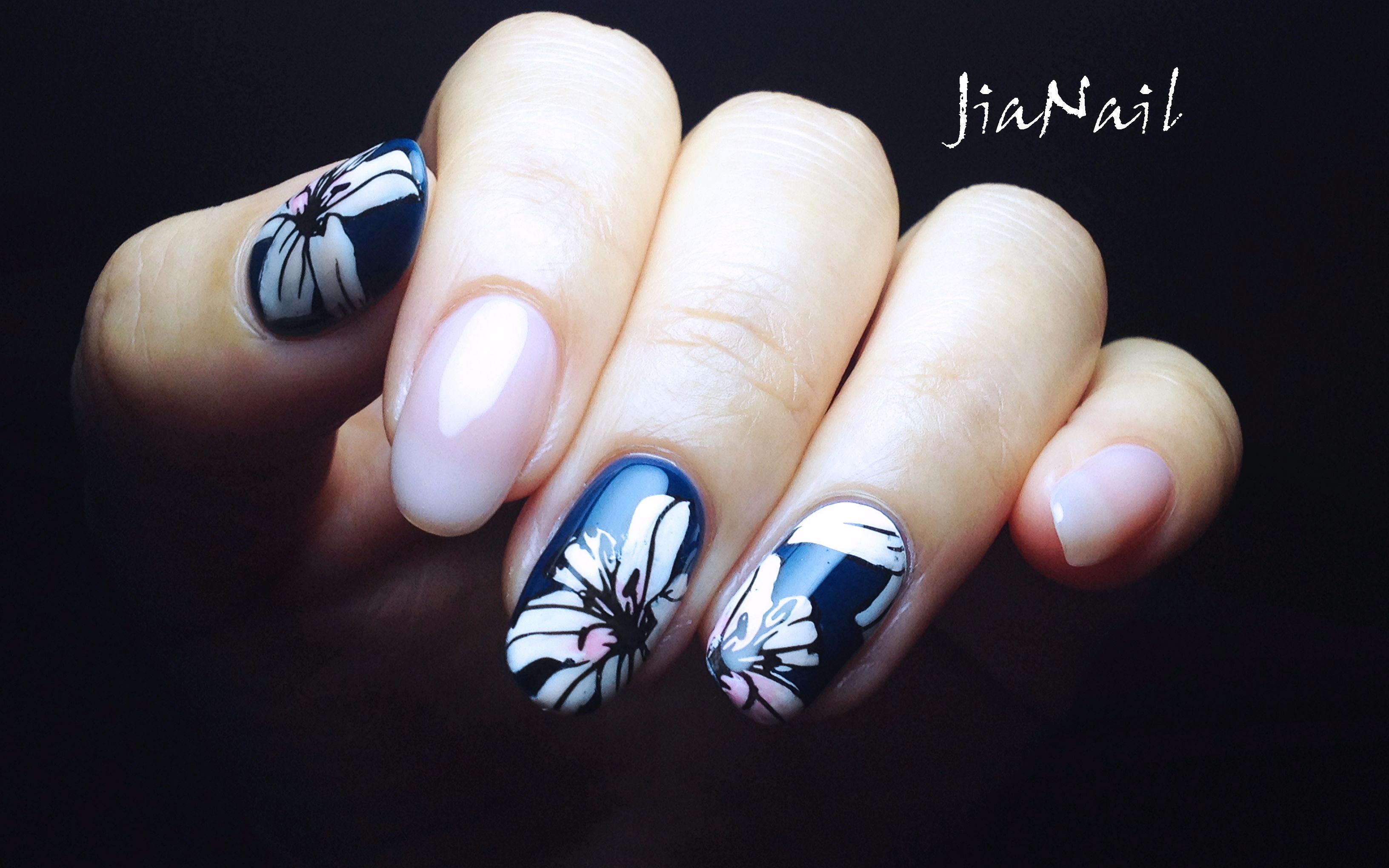 【jianail】百合花填色印花美甲