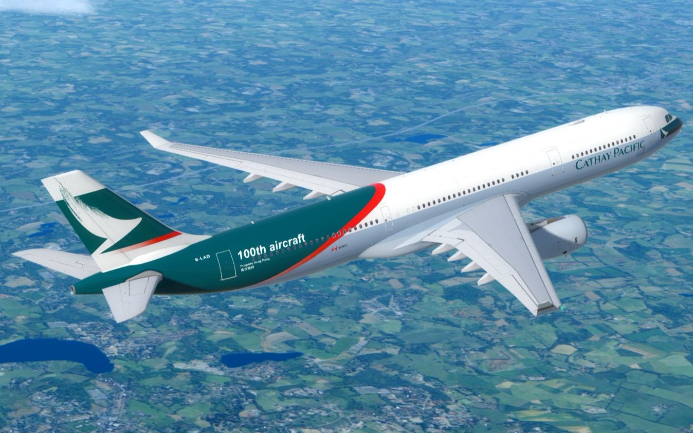 国泰100架彩绘a330-343落地纽卡斯尔