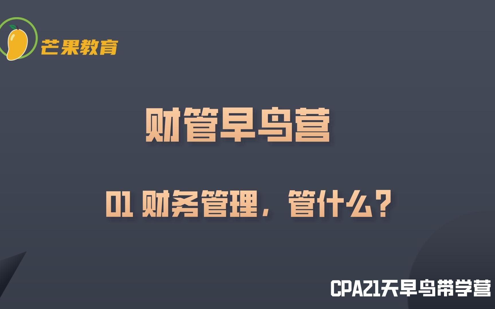 CPA财管早鸟营|01财务管理,管什么?哔哩哔哩bilibili