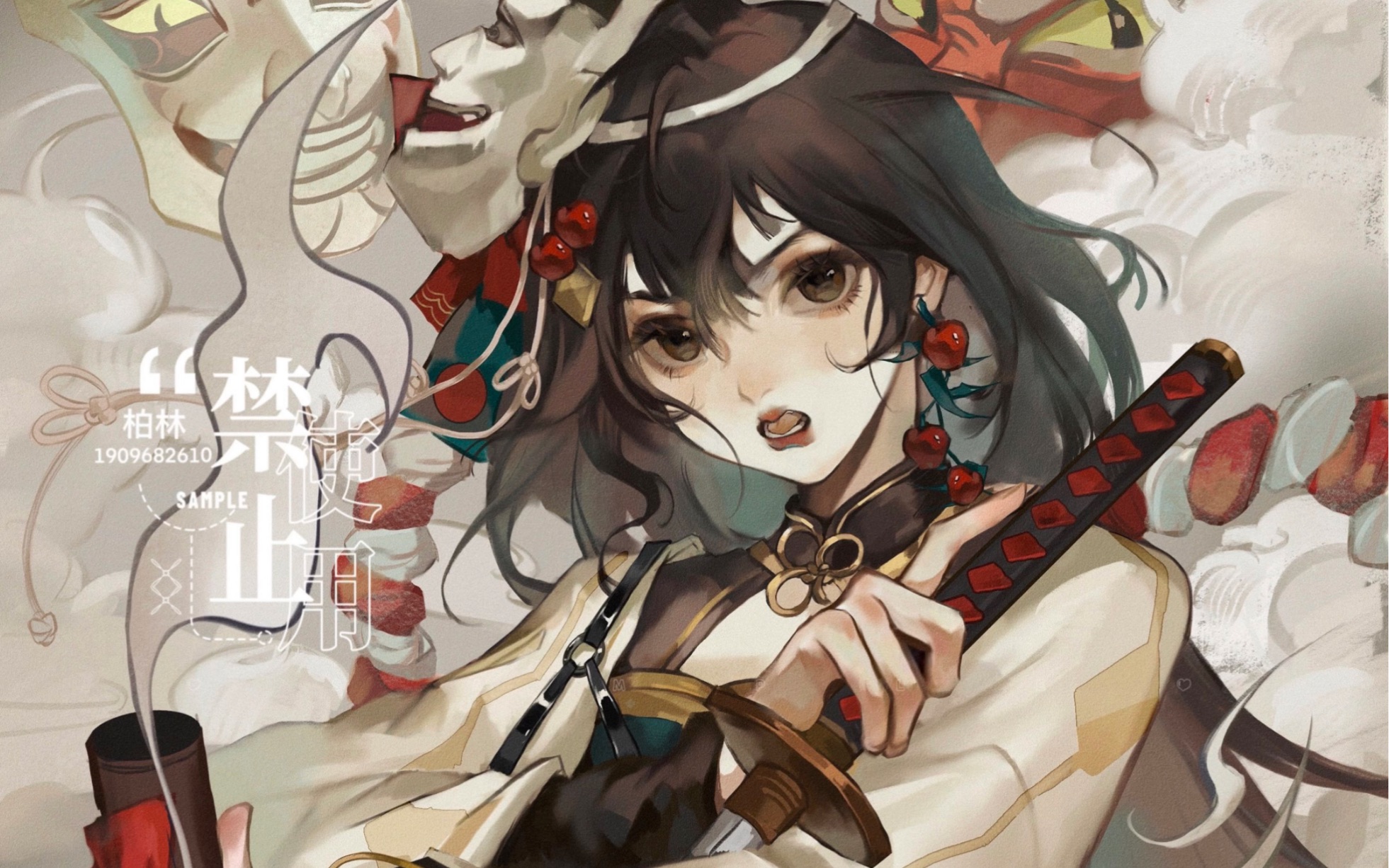 半身插图稿件过程 罗生门