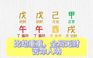 Download Video: 八字无财，比劫重重，苦命人呐！