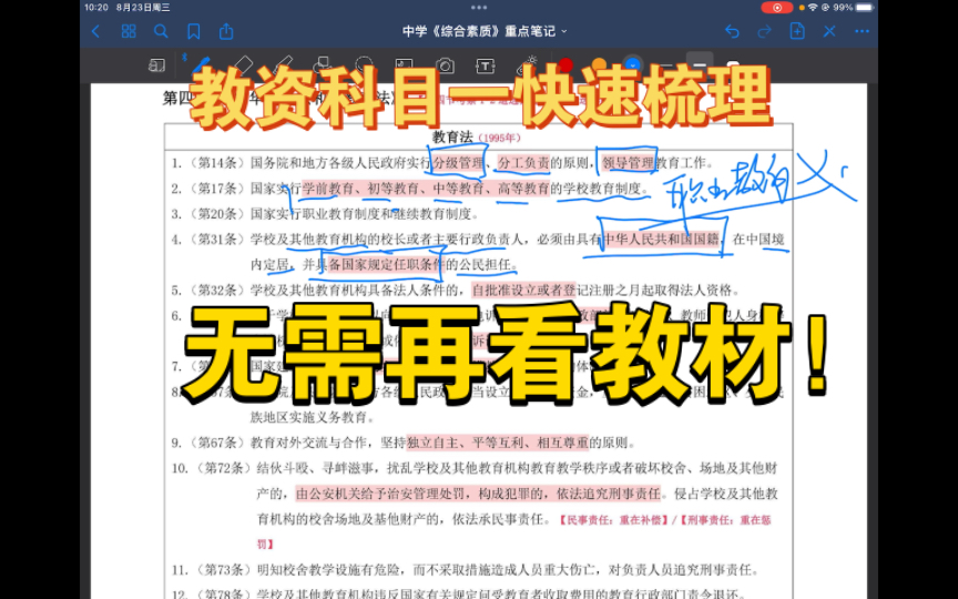 [图]第二章：教育法律法规｜教资科目一快速梳理｜无需再看教材｜全面涵盖知识点
