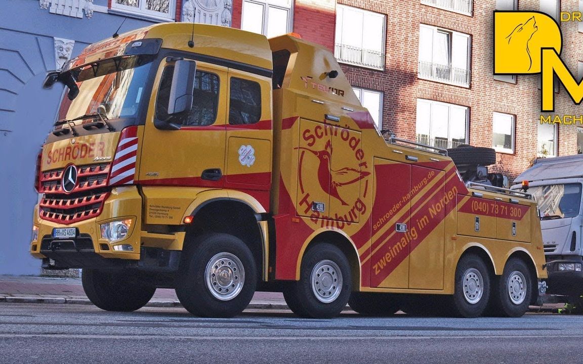 [汽车鉴赏]梅赛德斯奔驰arocs清障车工作过程