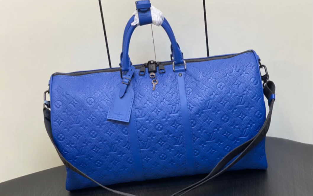 说一下高仿lv路易威登m23141 靛蓝色(压花) 全皮旅行袋系列 keepall