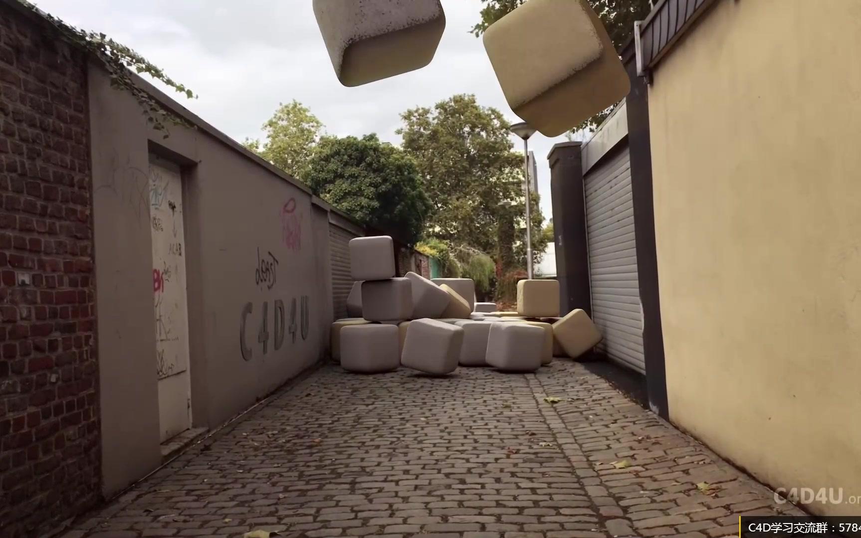 c4d4u软体动画模拟测试小短片现实场景