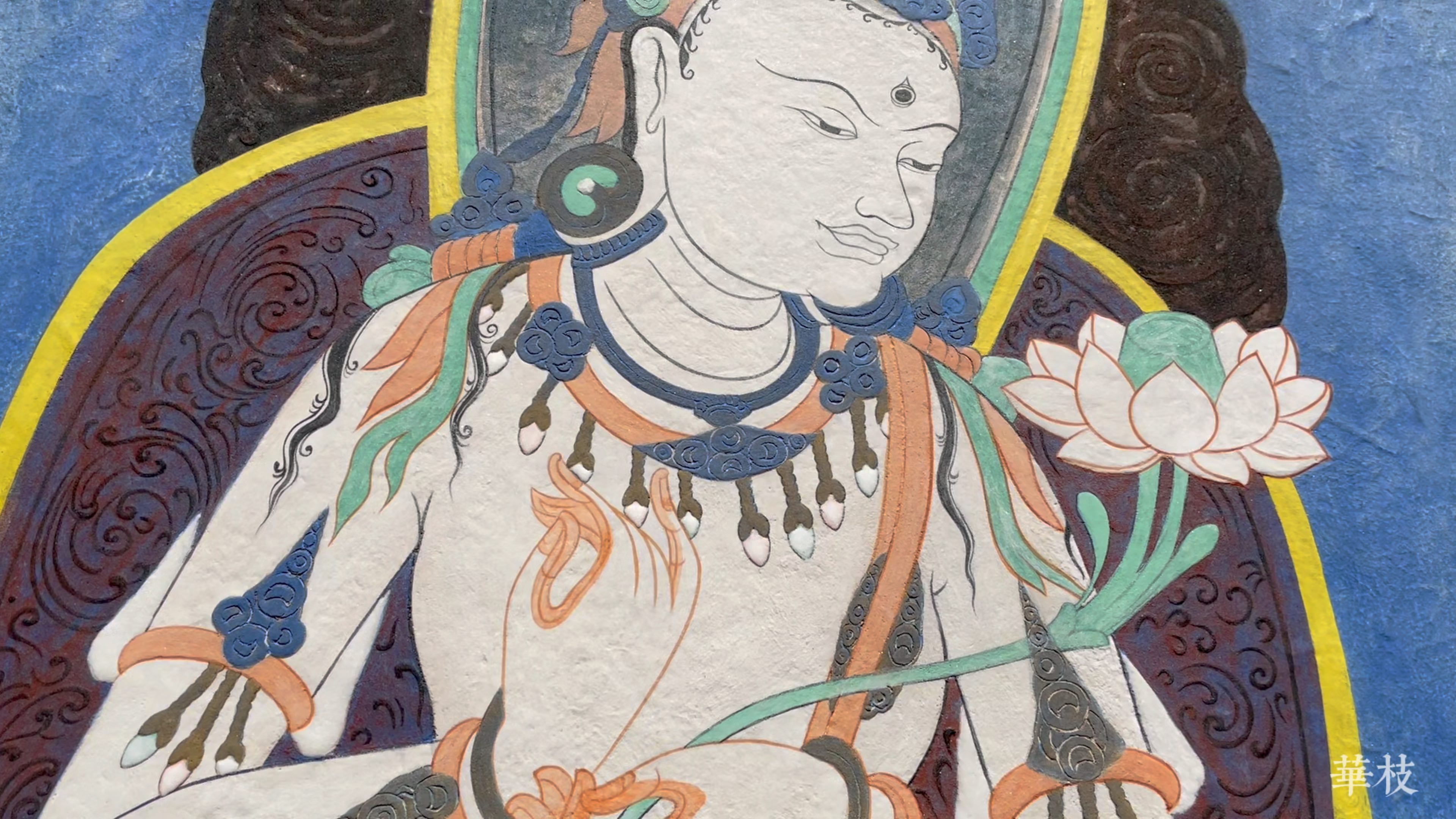 【敦煌·持莲花菩萨】05遵循敦煌石窟壁画地仗层,纯手制作的大泥板