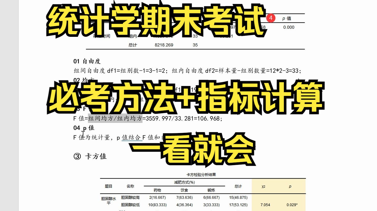 【统计学期末】大学期末统计学:必考方法,相关、回归、差异分析、描述性统计、卡方值、t统计量、F值、R方、VIF值等计算原理.哔哩哔哩bilibili