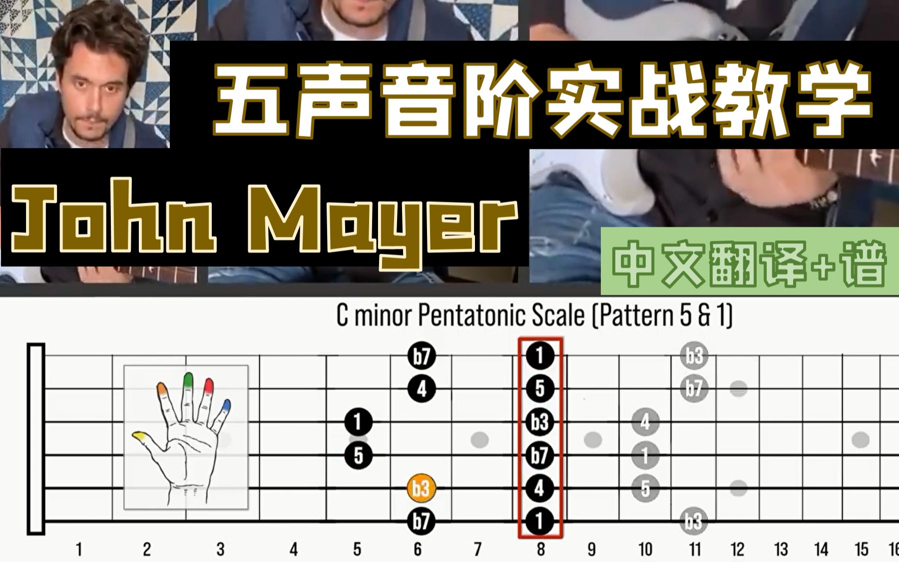 [图]【吉他教学】John Mayer本人讲解 - 五声音阶超实战教学 - 绝对干货（附谱附中文字幕）