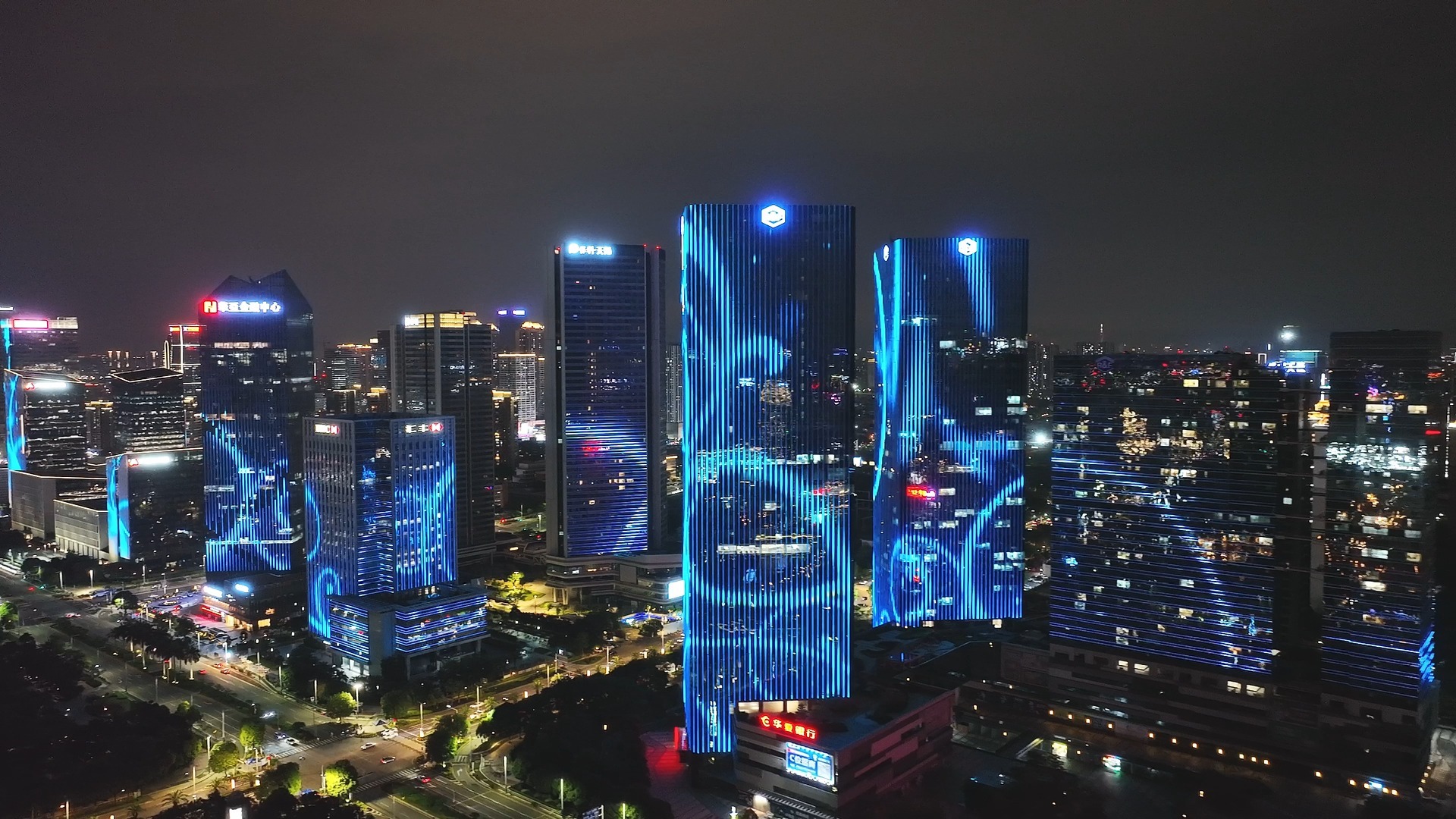 佛山cbd航拍夜景