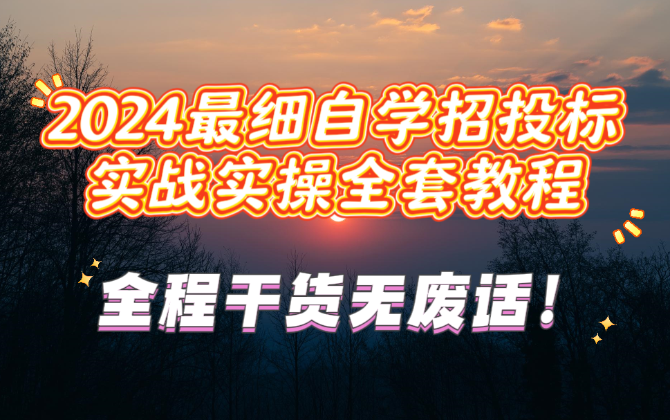 【全100集】2024最细自学招投标实战实操全套教程!允许白嫖,拿走不谢,全程干货无废话!逼自己一个月学完,从0基础小白到招标代理大佬只要这套就...