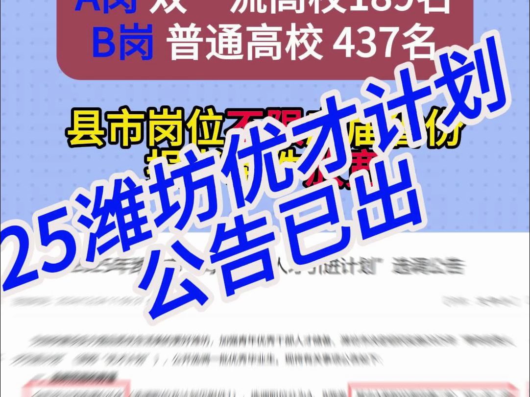 2025年潍坊优才计划公告哔哩哔哩bilibili