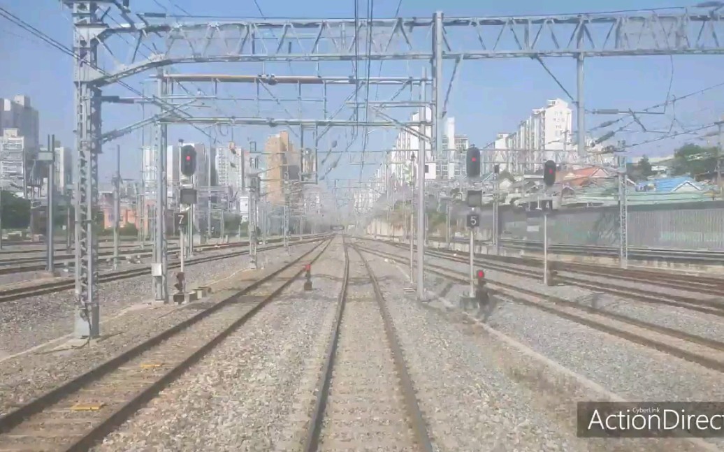 韩国铁路京釜线鱼尾站→东大邱站8倍速后方视角_哔哩哔哩_bilibili