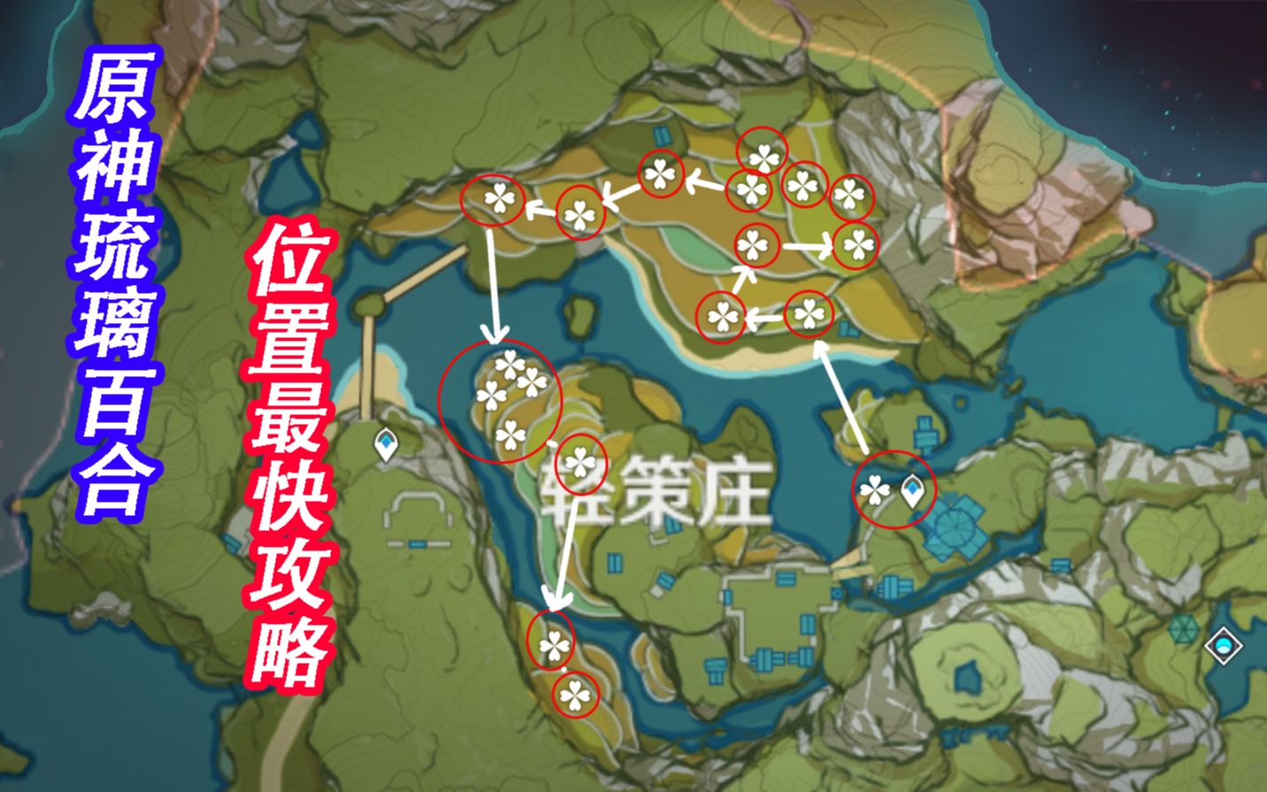原神:琉璃百合位置攻略,时间最短路线图,看一遍够用一辈子
